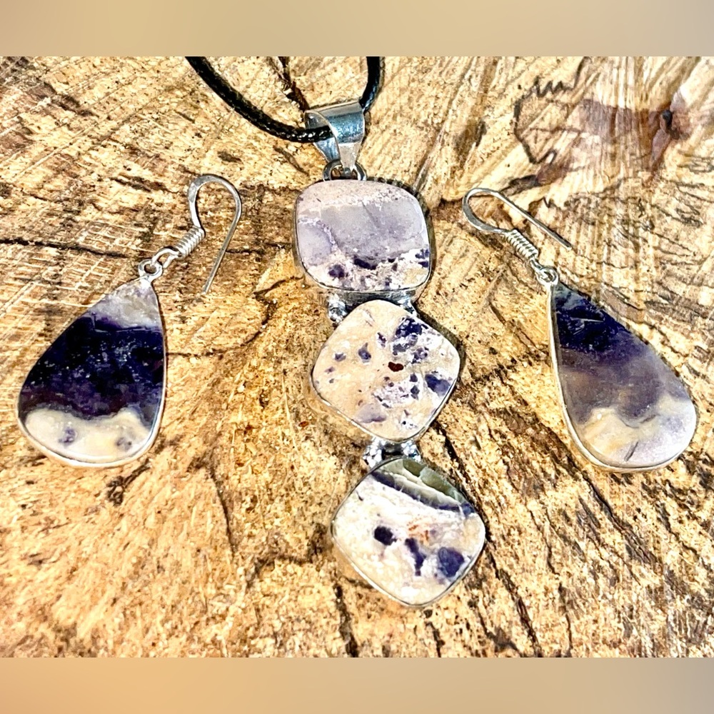 Opal Fluorite Pendant & Earrings